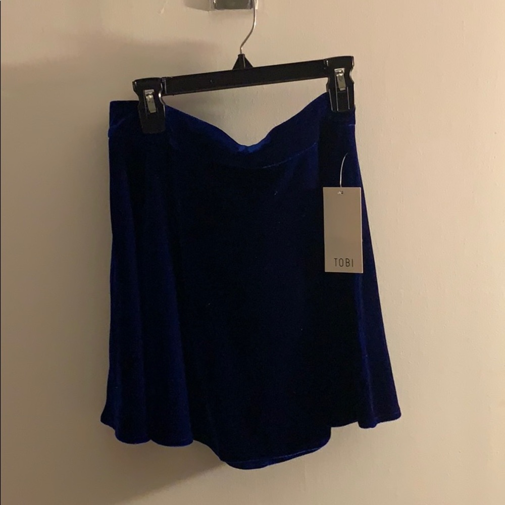 NWT Tobi blue velvet skirt!